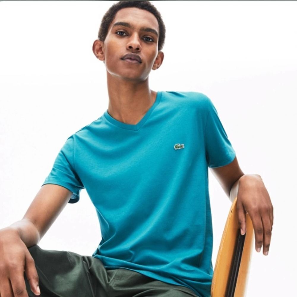 Lacoste Mens V-neck Pima Cotton T-Shirt Small - Picture 1 of 5